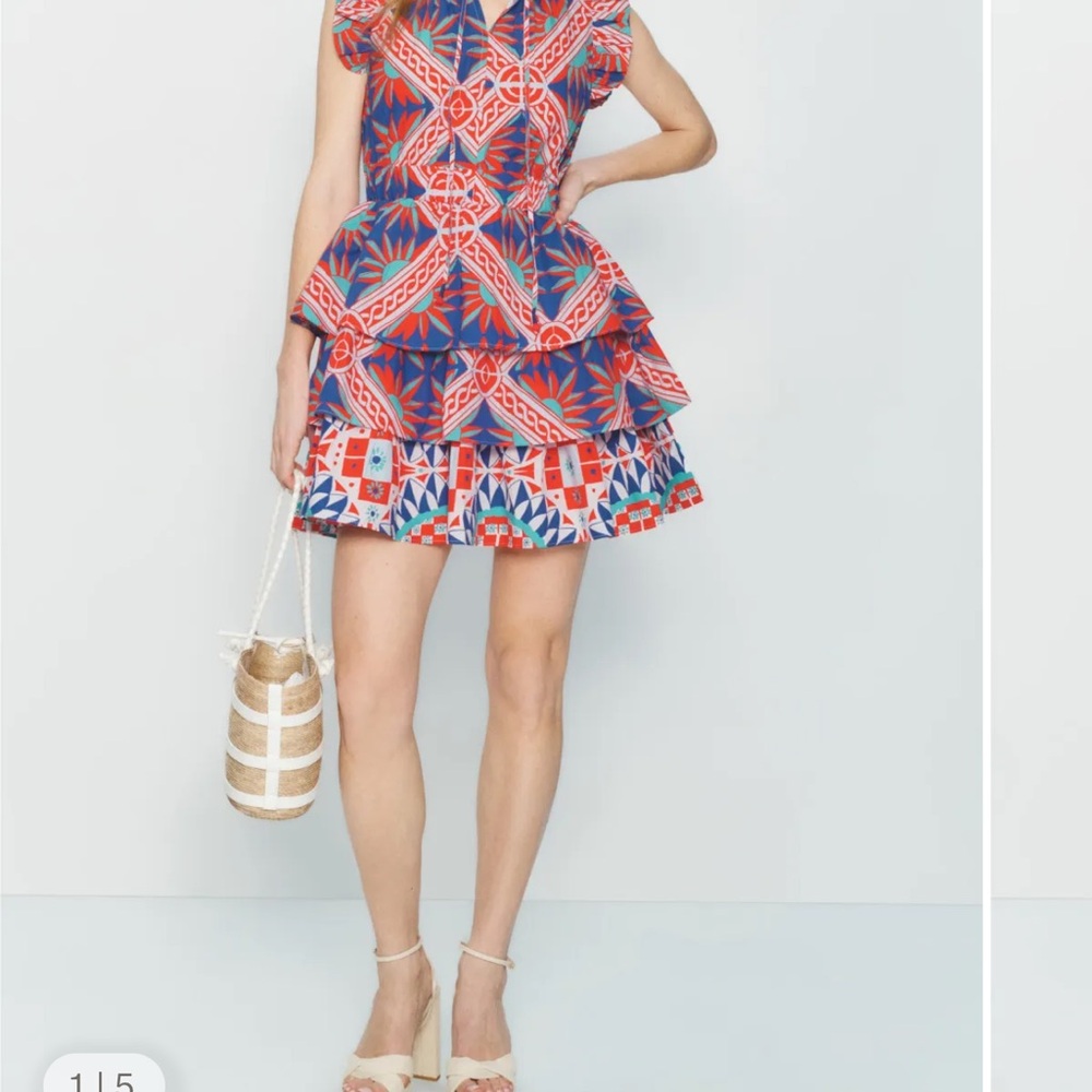 Ros’ Garden Colorful Geometric Print Dress